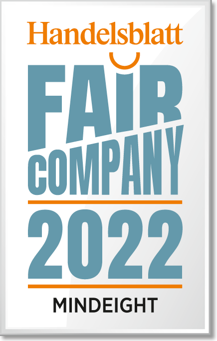 Handelsblatt FairCompany 2022 MINDEIGHT DIQP Top Arbeitgeber 2022 Siegel